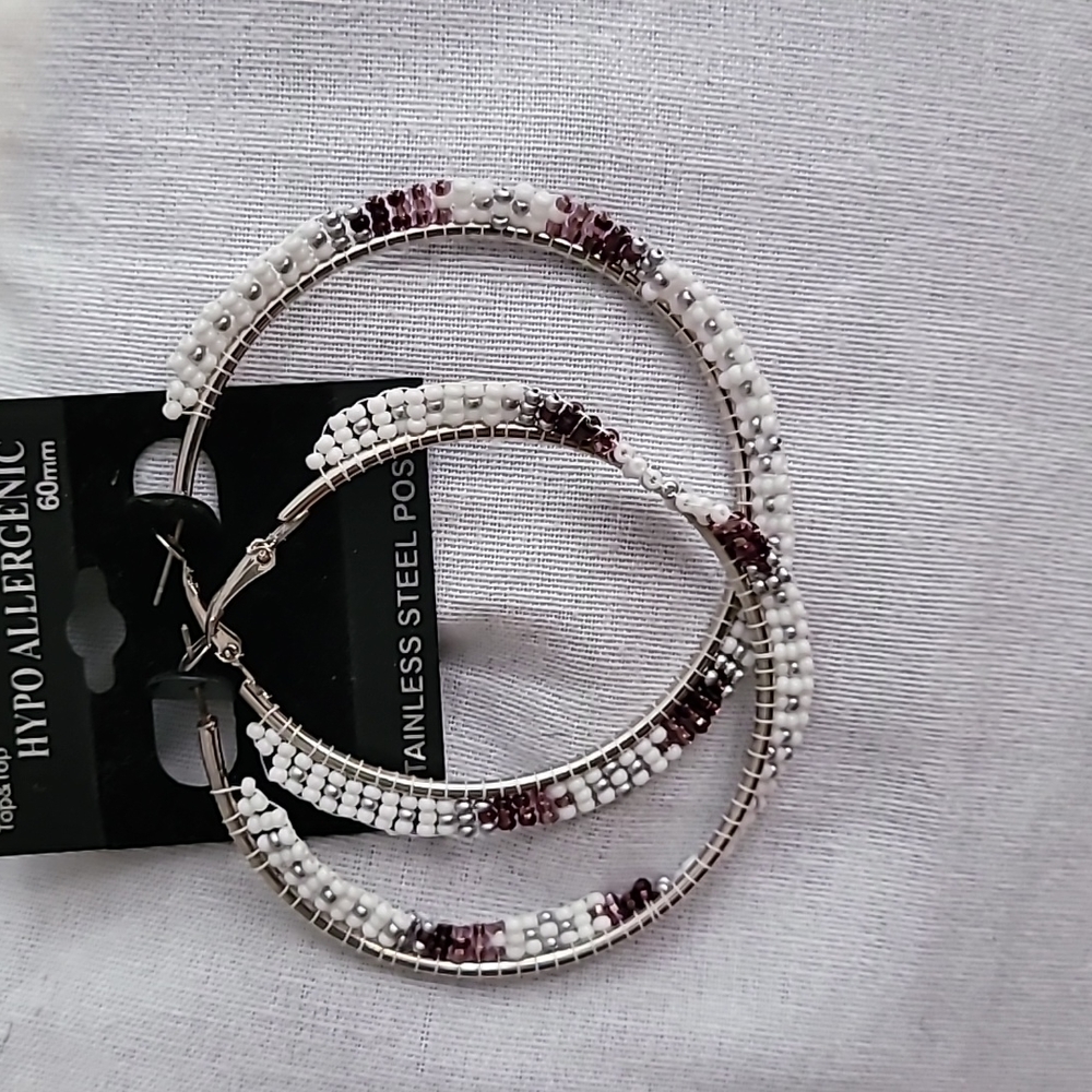 Handmade beaded hoops